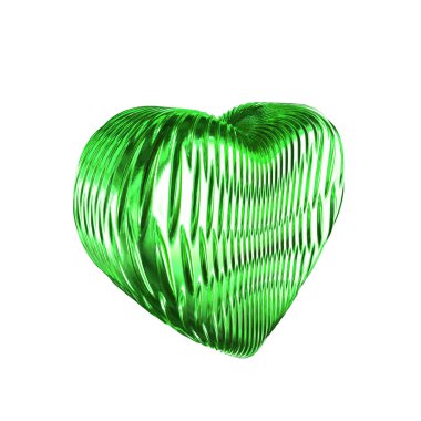 Glitter 3D heart in green color