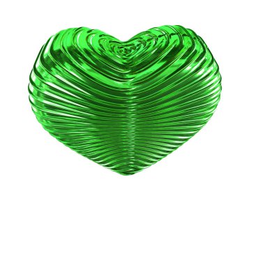 Glitter 3D heart in green color