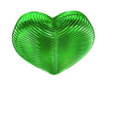 Glitter 3D heart in green color