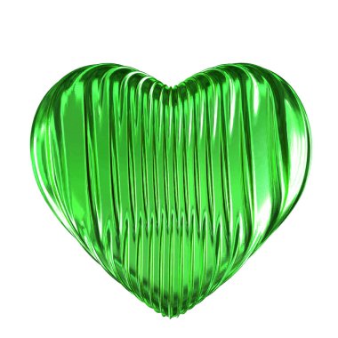 Glitter 3D heart in green color