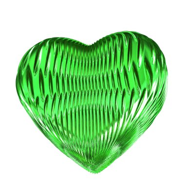 Glitter 3D heart in green color