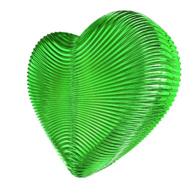 Glitter 3D heart in green color