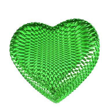 Glitter 3D heart in green color