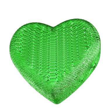Glitter 3D heart in green color