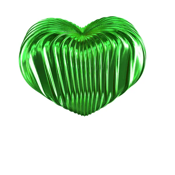 Glitter 3D heart in green color