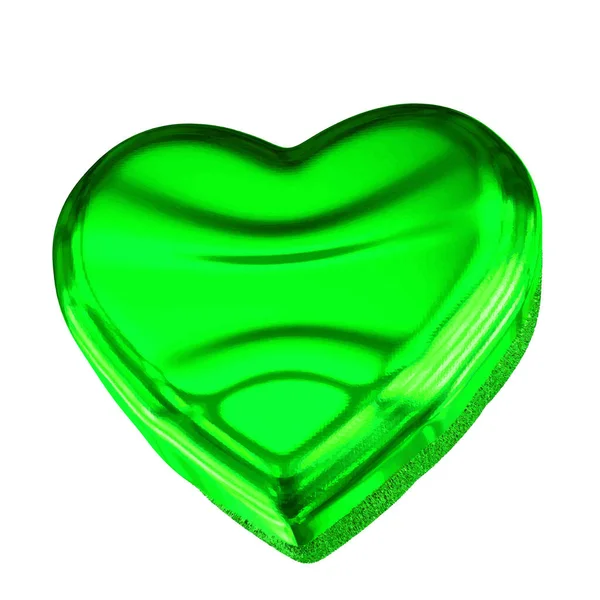 Glitter 3D heart in green color