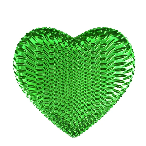Glitter 3D heart in green color