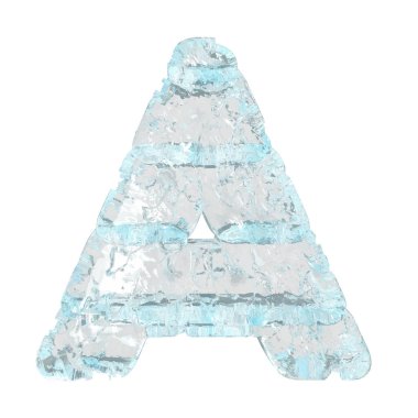 Symbols made of ice. 3d letter a