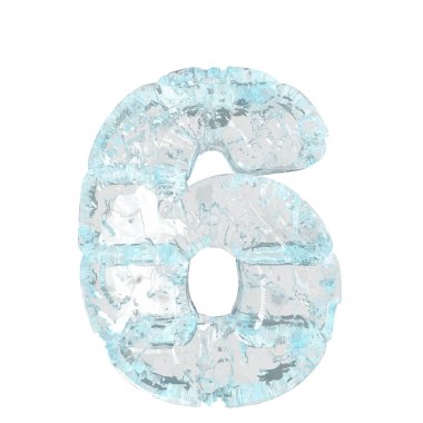 Symbols made of ice. 3d number 6