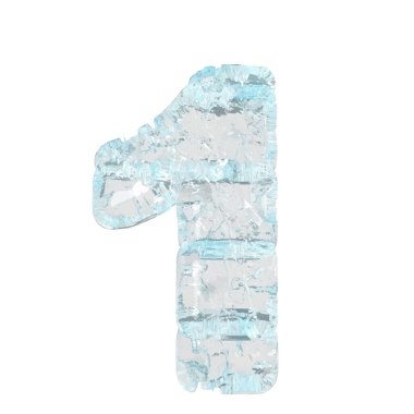 Symbols made of ice. 3d number 1