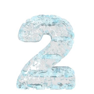 Symbols made of ice. 3d number 2