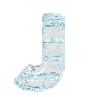 Symbols made of ice. 3d letter j