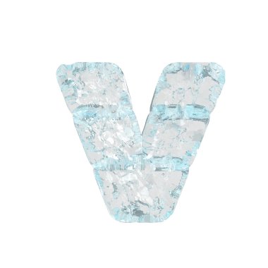 Symbols made of ice. 3d letter v