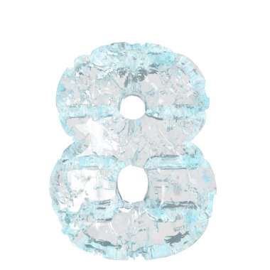 Symbols made of ice. 3d number 8
