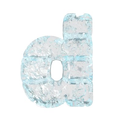 Symbols made of ice. 3d letter d
