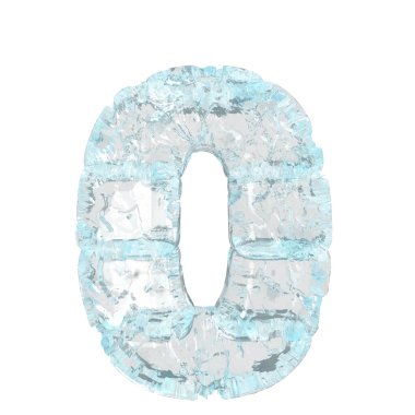 Symbols made of ice. 3d number 0