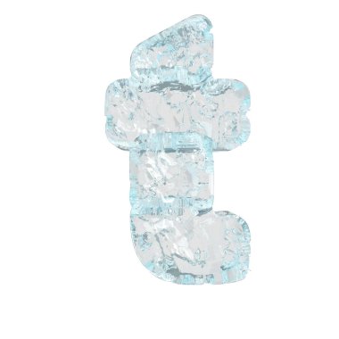 Symbols made of ice. 3d letter t