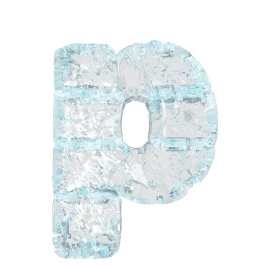 Symbols made of ice. 3d letter p