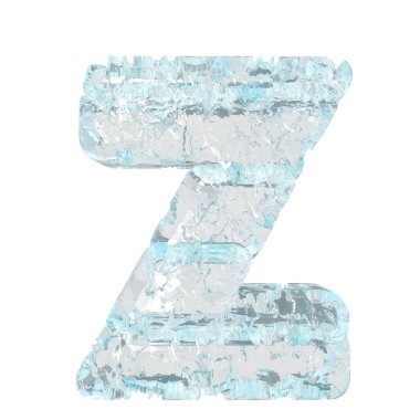 Symbols made of ice. 3d letter z