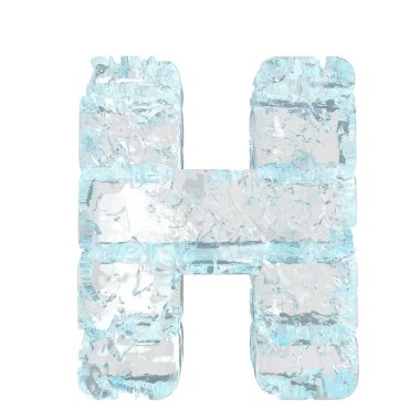 Symbols made of ice. 3d letter h