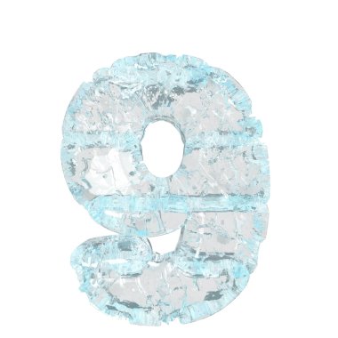 Symbols made of ice. 3d number 9