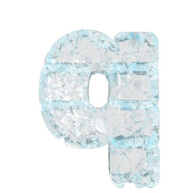 Symbols made of ice. 3d letter q