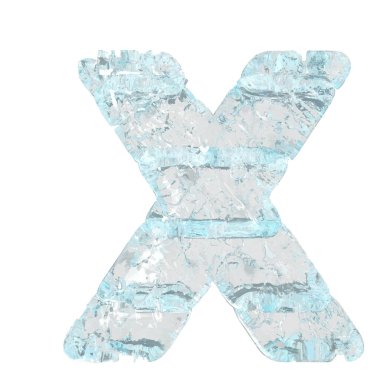 Symbols made of ice. 3d letter x