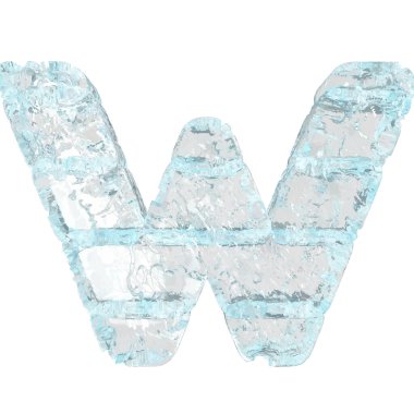 Symbols made of ice. 3d letter w