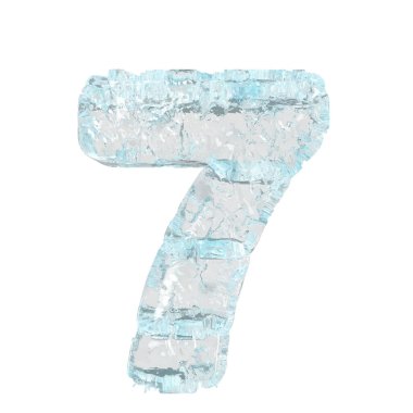 Symbols made of ice. 3d number 7