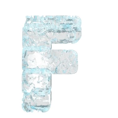 Symbols made of ice. 3d letter f