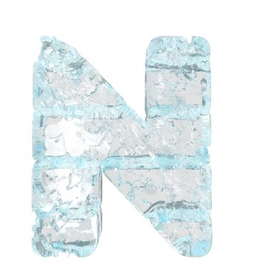 Symbols made of ice. 3d letter n
