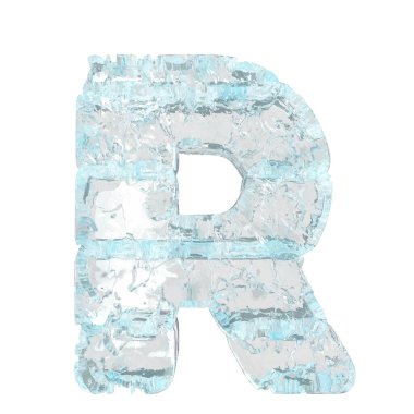 Symbols made of ice. 3d letter r