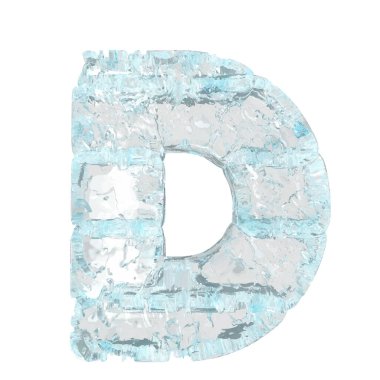 Symbols made of ice. 3d letter d