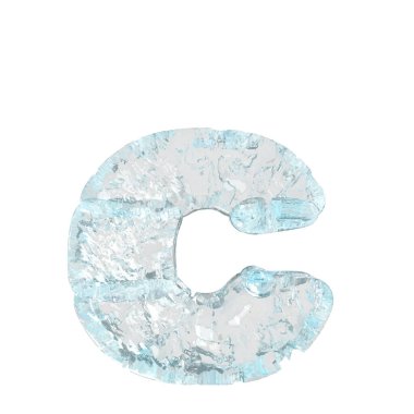 Symbols made of ice. 3d letter c
