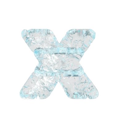 Symbols made of ice. 3d letter x