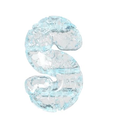 Symbols made of ice. 3d letter s
