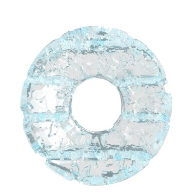 Symbols made of ice. 3d letter o