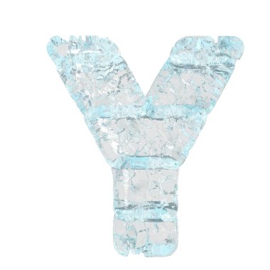 Symbols made of ice. 3d letter y
