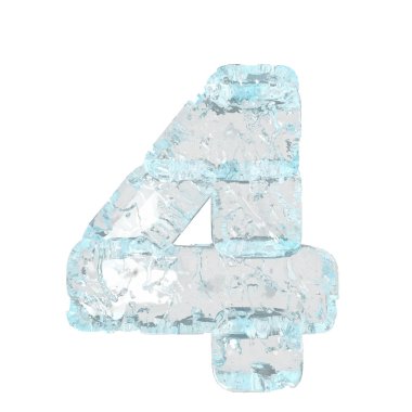 Symbols made of ice. 3d number 4