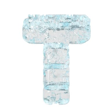 Symbols made of ice. 3d letter t