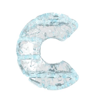 Symbols made of ice. 3d letter c