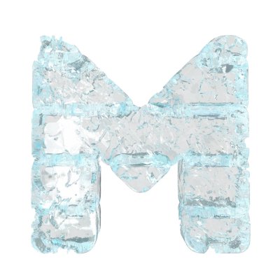 Symbols made of ice. 3d letter m