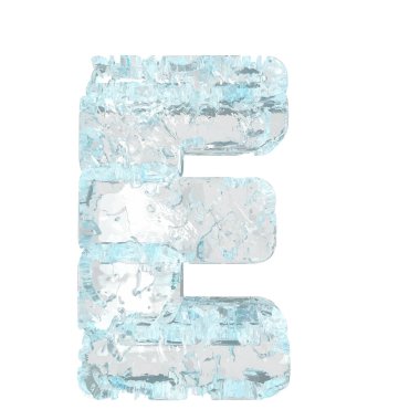 Symbols made of ice. 3d letter e