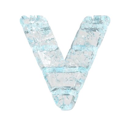 Symbols made of ice. 3d letter v
