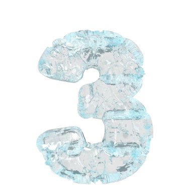 Symbols made of ice. 3d number 3