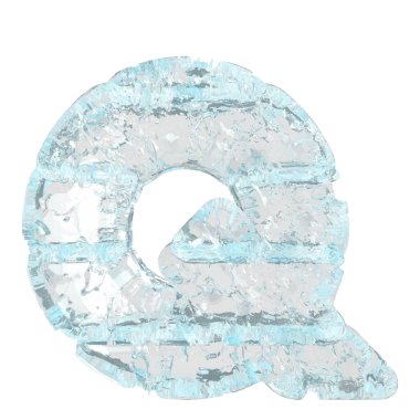Symbols made of ice. 3d letter q