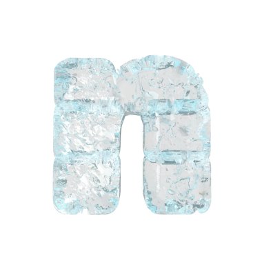 Symbols made of ice. 3d letter n