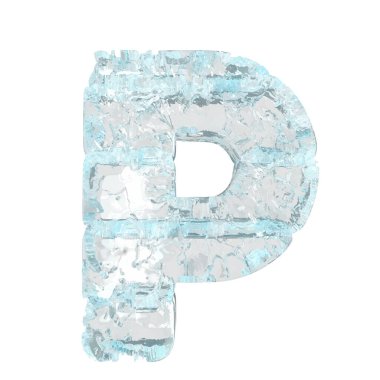 Symbols made of ice. 3d letter p