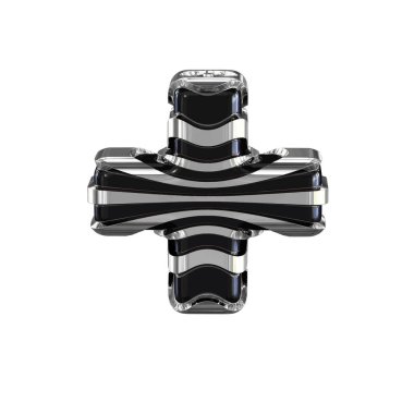 Black 3d symbol with silver straps