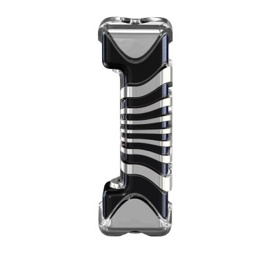 Black 3d symbol with silver straps